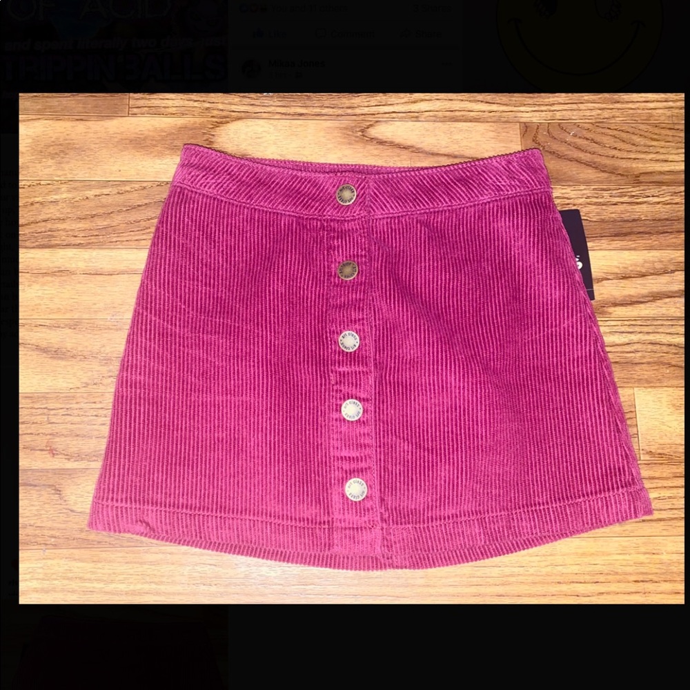 red corduroy mini skirt!